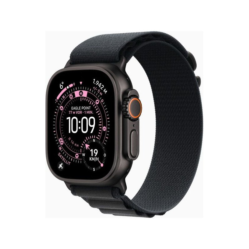 Apple Watch Ultra 3 49mm Titanium Black avec Black Alpine Loop Strap Small MF0Q4